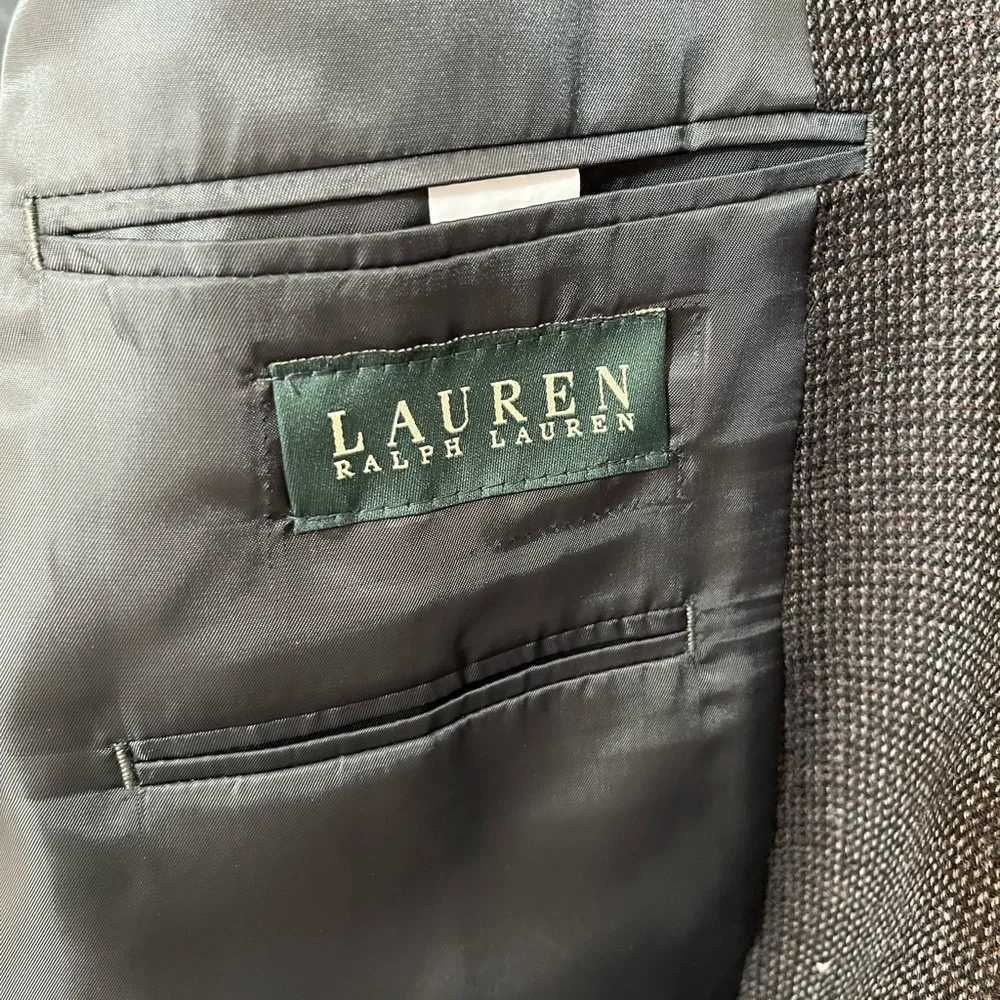 Lauren Ralph Lauren Black and Chocolate Wool Tweed Blazer